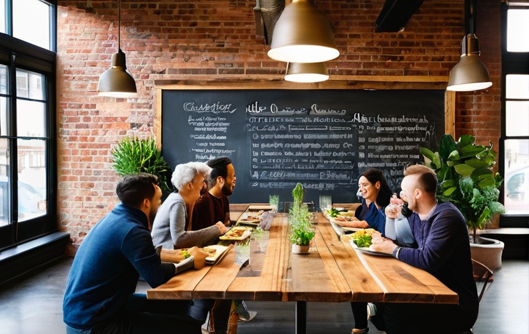 코리빙 커뮤니티의 공간 디자인 아이디어 - **Image Prompt: Vibrant Co-living Kitchen Island Gathering**
    "A wide-angle shot of a large, invi...