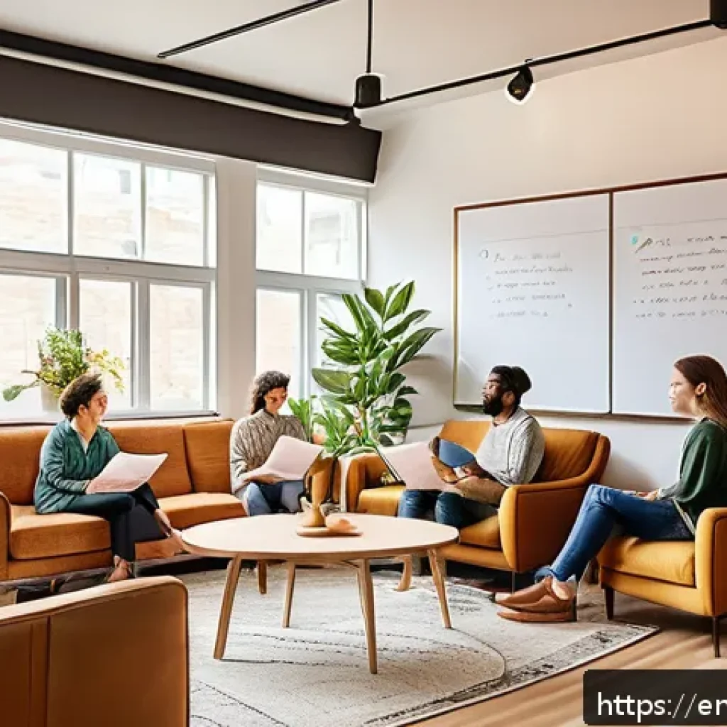 코리빙 커뮤니티의 안전한 공유 공간 운영 - A warm and inviting co-living community meeting in a modern, sunlit common room with diverse residen...
