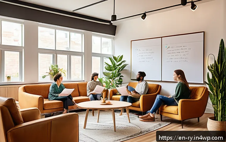 코리빙 커뮤니티의 안전한 공유 공간 운영 - A warm and inviting co-living community meeting in a modern, sunlit common room with diverse residen...