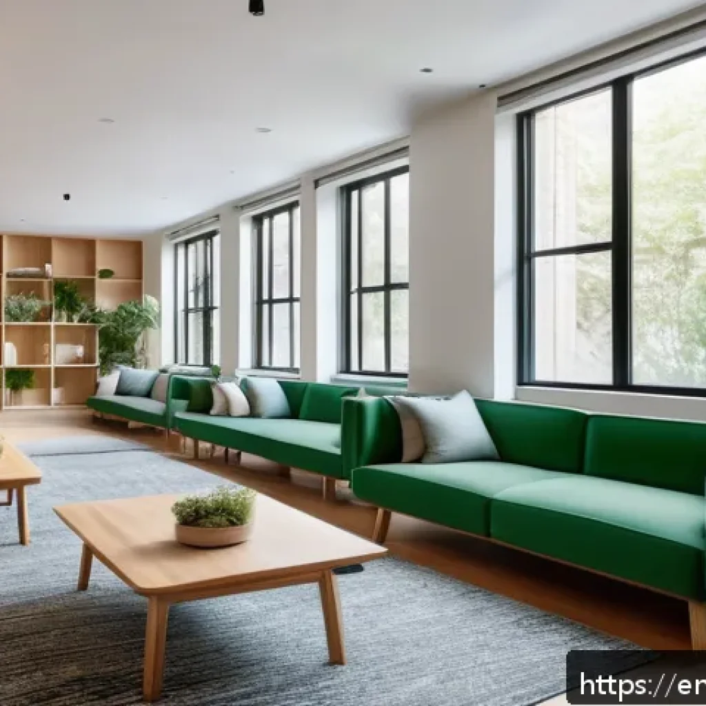 코리빙 커뮤니티 성공 사례 연구 - A spacious, modern co-living common area featuring a blend of cozy private nooks and open communal s...
