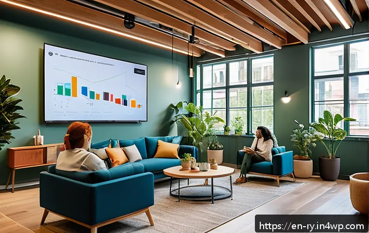 코리빙 커뮤니티의 재정적 안정성 분석 - A modern co-living common area featuring diverse residents engaging in a community meeting about bud...